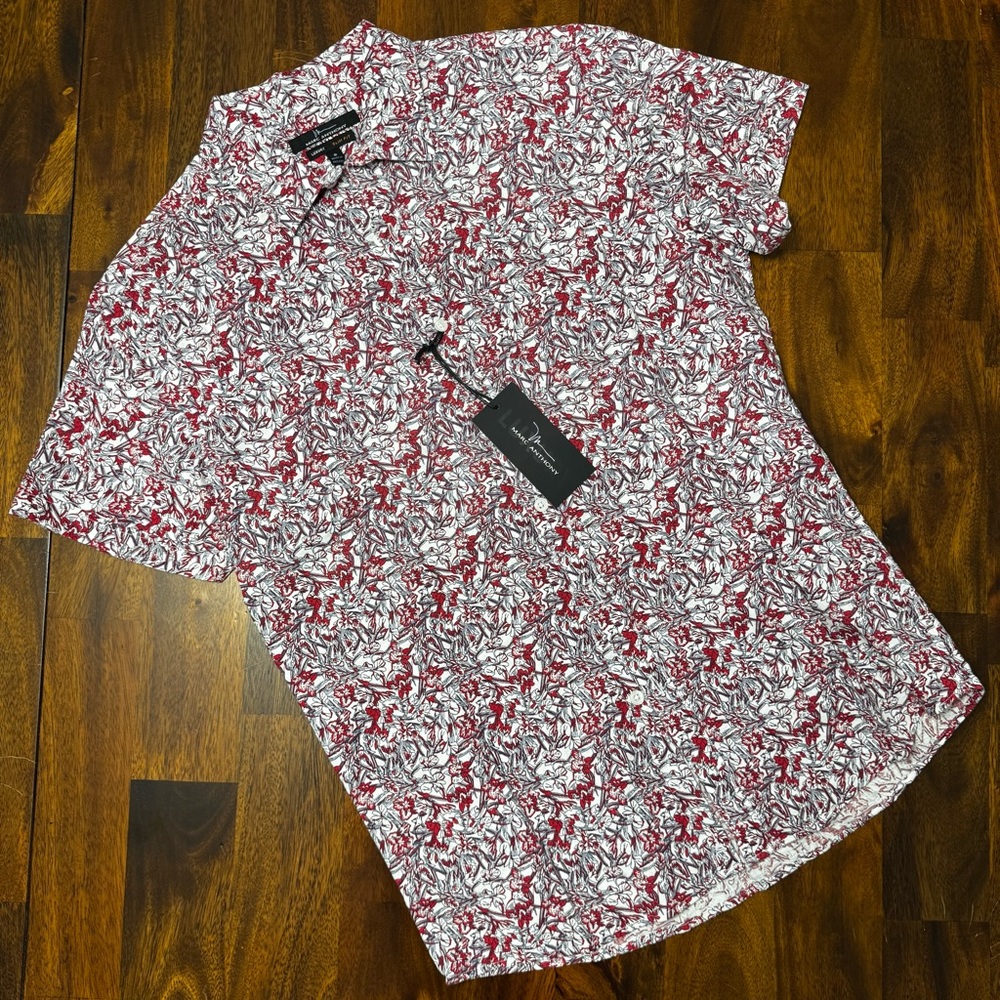 Marc Anthony Red Floral Button Down Shirt